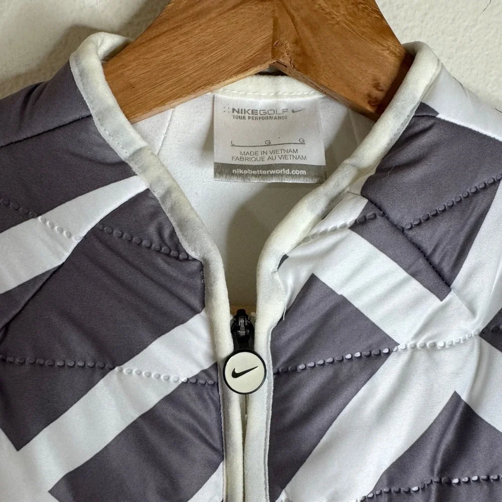 Nike Golf Vest ladies Tour Performance Quilted Puffer Grey White Large